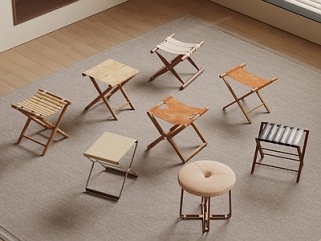 现代凳子组合，马扎SU模型