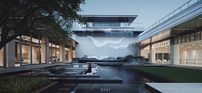 夜景黄昏别墅度假村窗口环境贴图 (4)