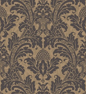 无缝欧式黄棕色植物花纹壁纸贴图