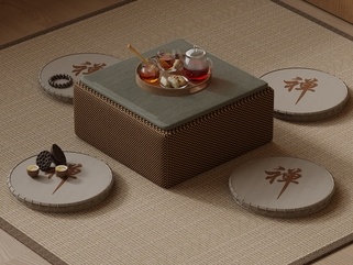 新中式茶桌椅SU模型