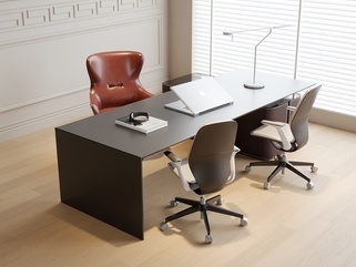 现代办公桌椅_老板办公桌椅_办公椅SU模型