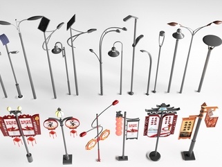 现代乡村路灯组合SU模型