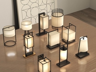 现代中式景观灯组合SU模型