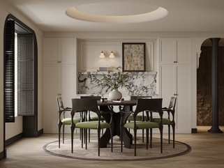 法式中古家居餐厅SU模型