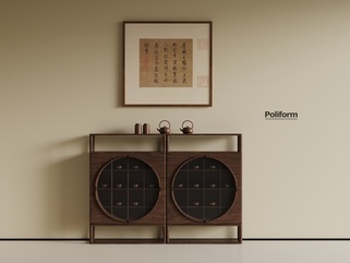 新中式茶柜_茶具_挂画SU模型