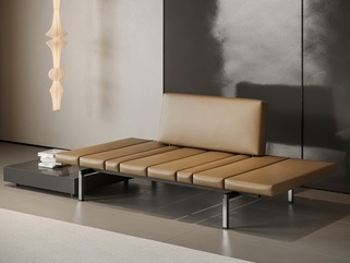 现代中古其他凳子_贵妃椅_贵妃榻_皮革长凳SU模型