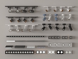 现代筒灯射灯_轨道式筒灯射灯SU模型