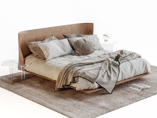 中古意式双人床SU模型