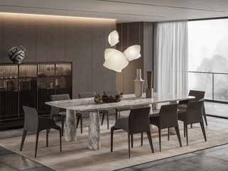 现代轻奢家居餐厅SU模型