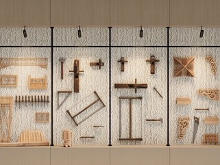 现代新中式挂件_现代开放柜木雕饰_装饰墙_工具_木工SU模型2