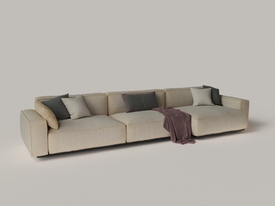 现代做旧布艺多人沙发