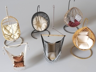 现代藤编吊椅SU模型