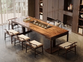 新中式茶桌椅SU模型