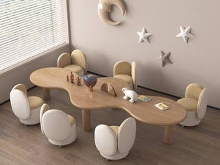 现代儿童桌椅，游戏桌椅_学习桌椅SU模型