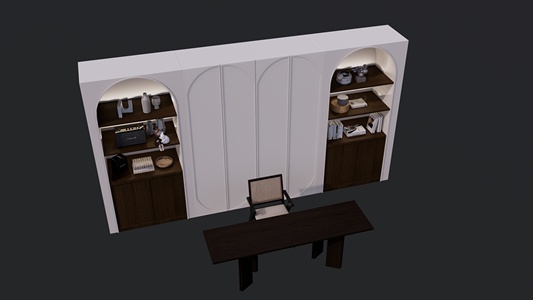 中古风书房书柜桌椅组合