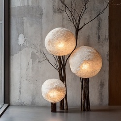 侘寂灯具组合_侘寂落地灯_落地灯_树枝灯_台灯SU模型