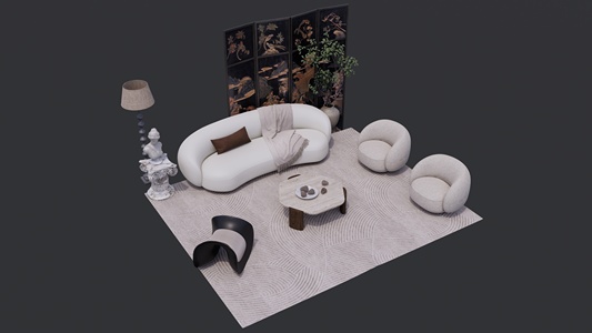 中古风沙发茶几组合5