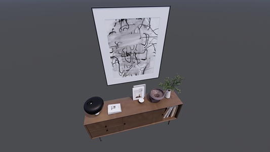 中古风边柜挂画组合