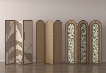 侘寂屏风_侘寂屏风隔断_折叠屏风SU模型