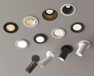 现代筒灯射灯_明装筒灯_嵌入式筒灯射灯_牛眼灯SU模型