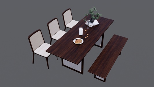 中古风长茶桌组合