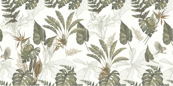 法式奶油仿古砖_植物长条花砖_花砖_墙砖_艺术砖贴图