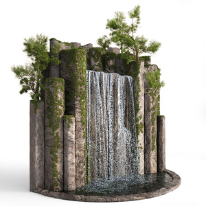 现代假山水景3D模型 
