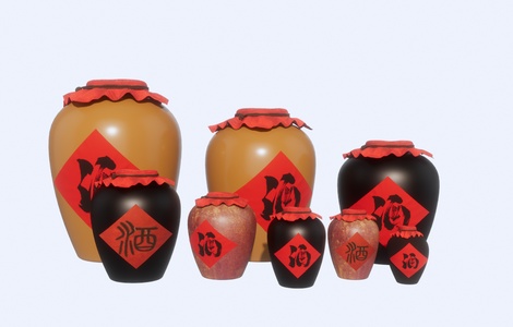 现代其他摆件_酒坛子_酒坛_酒瓶_酒罐SU模型
