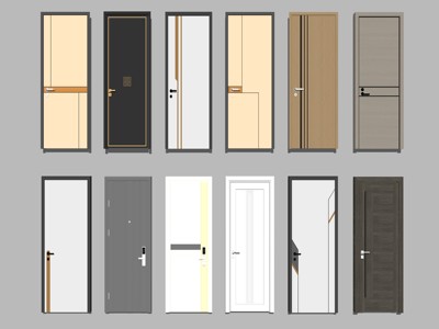 现代单开门卧室门平开门SU模型