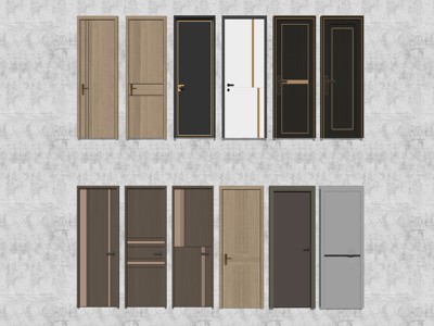 现代单开门卧室门平开门SU模型