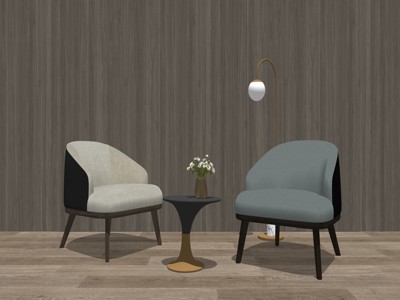 现代单人沙发边几SU模型