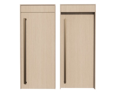 常用工装门，单开门长拉手门su模型