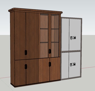 国企党政机关办公家具书柜，保险柜su模型
