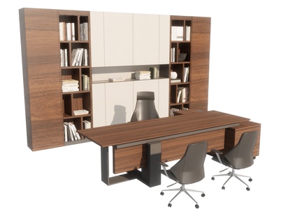 总经理办公室家具办公桌班台su模型