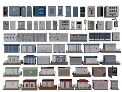 工业设备_配电房配电箱_变电箱工业设备间_发电房发电站_控制室_变压器变压站3D模型v