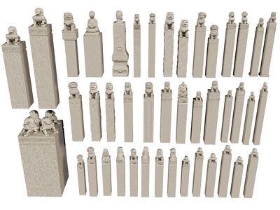 中式其他景观小品_石雕柱子石柱_3D模型