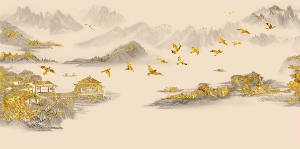 新中式山脉山水壁纸壁布壁画背景壁纸壁画 (51)