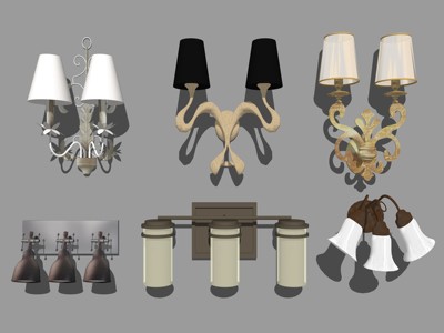 现代风格壁灯 su草图模型