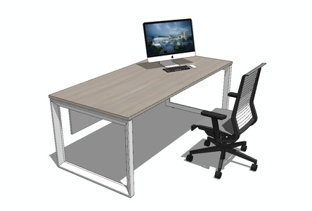 现代办公桌椅_单桌_办公条桌SU模型