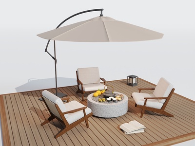 现代户外桌椅3D模型