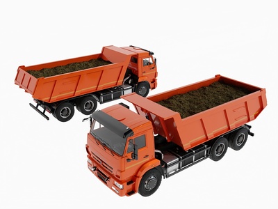 卡车渣土车，翻斗车火车工地货车其他交通工具3D模型