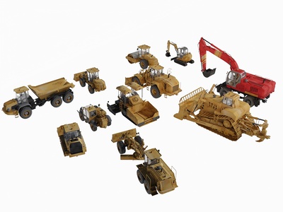 施工工程车组合3D模型