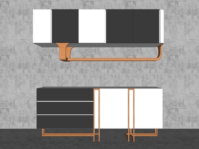现代风格电视柜 su草图模型