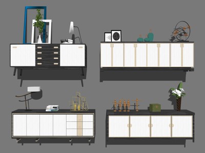 现代风格电视柜 su草图模型