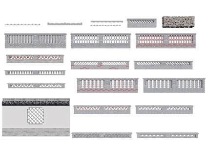 中式乡村矮墙_青砖墙_民居院墙3D模型