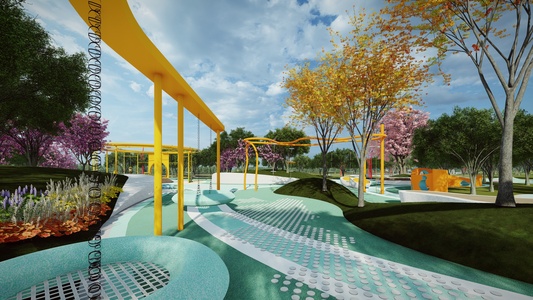 现代市政体育运动公园  su模型 