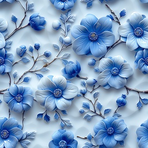 无缝蓝色青花瓷花草电视背景贴图