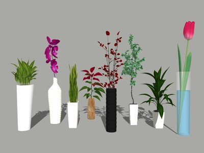 现代风格花瓶工艺品摆件 su草图模型