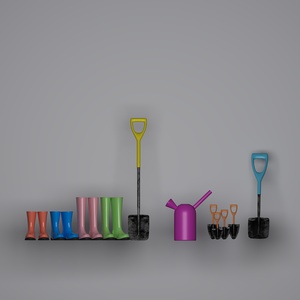 铁锹，雨具，农具,水鞋，雨鞋3d模型下载