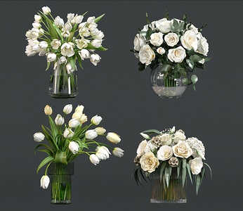 花瓶插花花艺花3D模型